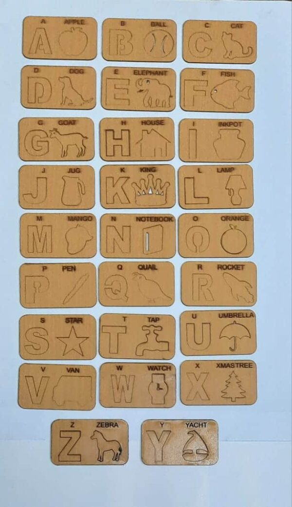 Capital A to Z Alphabet English+Shaps (C) Drawing Stencils and Puzzles